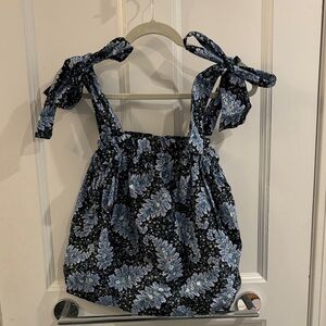 J. Crew Blue and Green Floral Top